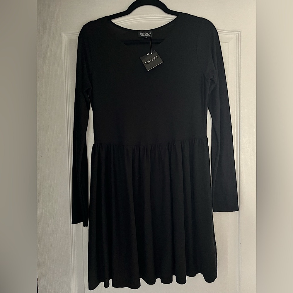 TOPSHOP black long sleeve babydoll dress